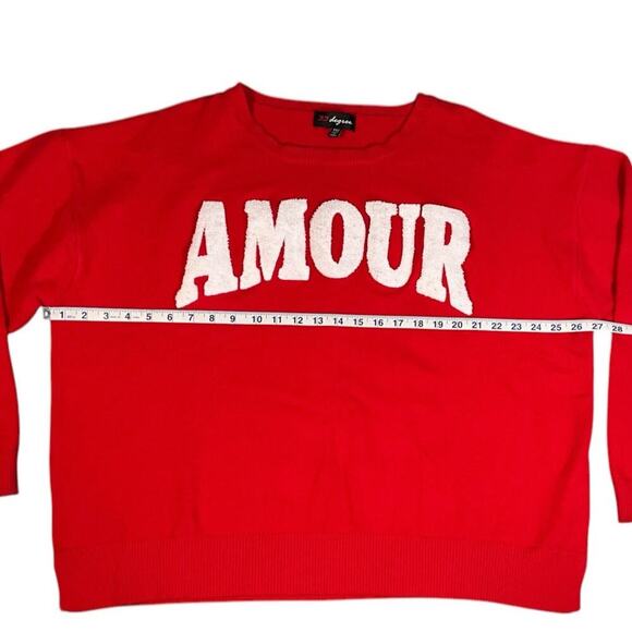 33 Degrees Amour Womens Graphic Sweater Size 2XL NWOT Red & White Cozy Pullover - Picture 9 of 14